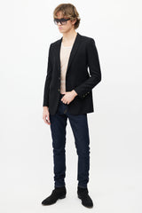 Saint Laurent Black Wool & Gold Buttons Blazer