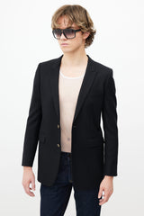 Saint Laurent Black Wool & Gold Buttons Blazer