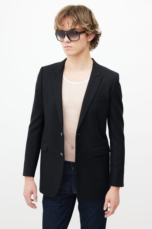 Saint Laurent Black Wool & Gold Buttons Blazer