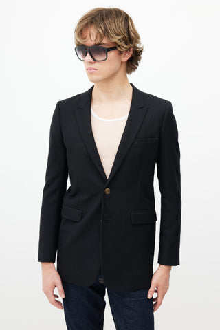 Saint Laurent Black Wool & Gold Buttons Blazer