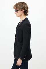 Saint Laurent Black Wool & Gold Buttons Blazer