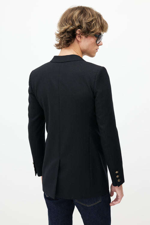 Saint Laurent Black Wool & Gold Buttons Blazer