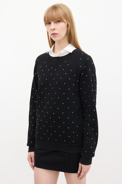 Saint Laurent Black Stud Embellished Sweatshirt