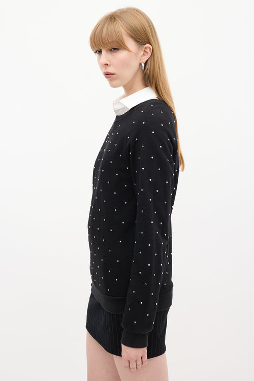 Saint Laurent Black Stud Embellished Sweatshirt