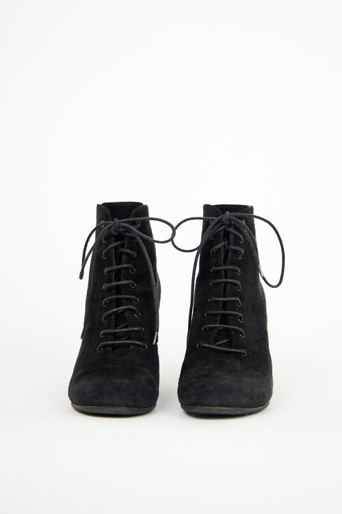 Saint Laurent Black Suede Babies 90 Boot