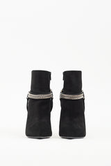 Saint Laurent Black Suede Chain Ankle Boot