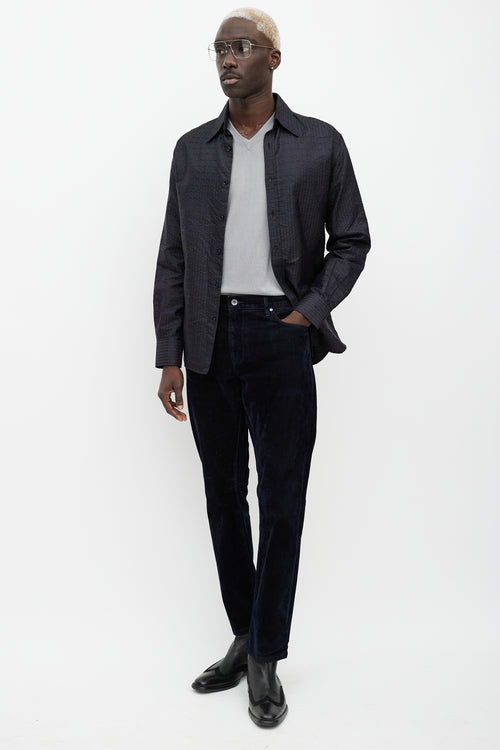 Saint Laurent Navy Textured Button Up Shirt