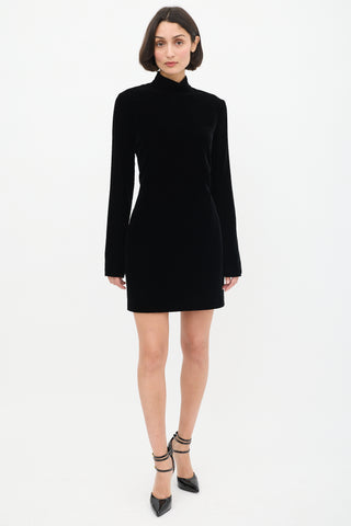 Saint Laurent Black Velvet Open Back Midi Dress