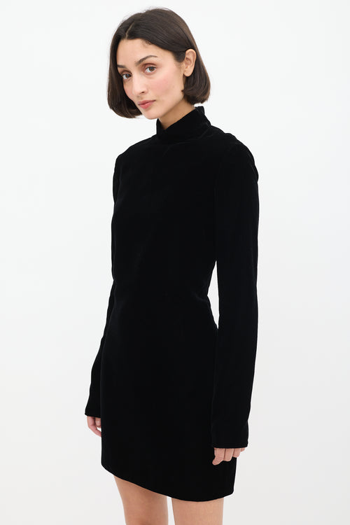 Saint Laurent Black Velvet Open Back Midi Dress