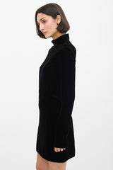 Saint Laurent Black Velvet Open Back Midi Dress