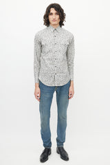 Saint Laurent Black & White Paisley Western Shirt