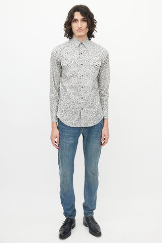 Saint Laurent Black & White Paisley Western Shirt