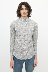 Saint Laurent Black & White Paisley Western Shirt