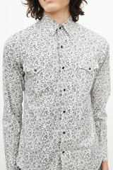 Saint Laurent Black & White Paisley Western Shirt