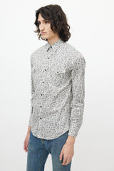 Saint Laurent Black & White Paisley Western Shirt