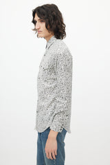 Saint Laurent Black & White Paisley Western Shirt