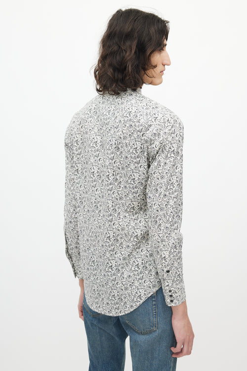 Saint Laurent Black & White Paisley Western Shirt
