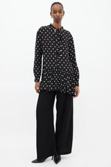 Saint Laurent Black & White Polka Dot Tie Dress