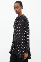 Saint Laurent Black & White Polka Dot Tie Dress