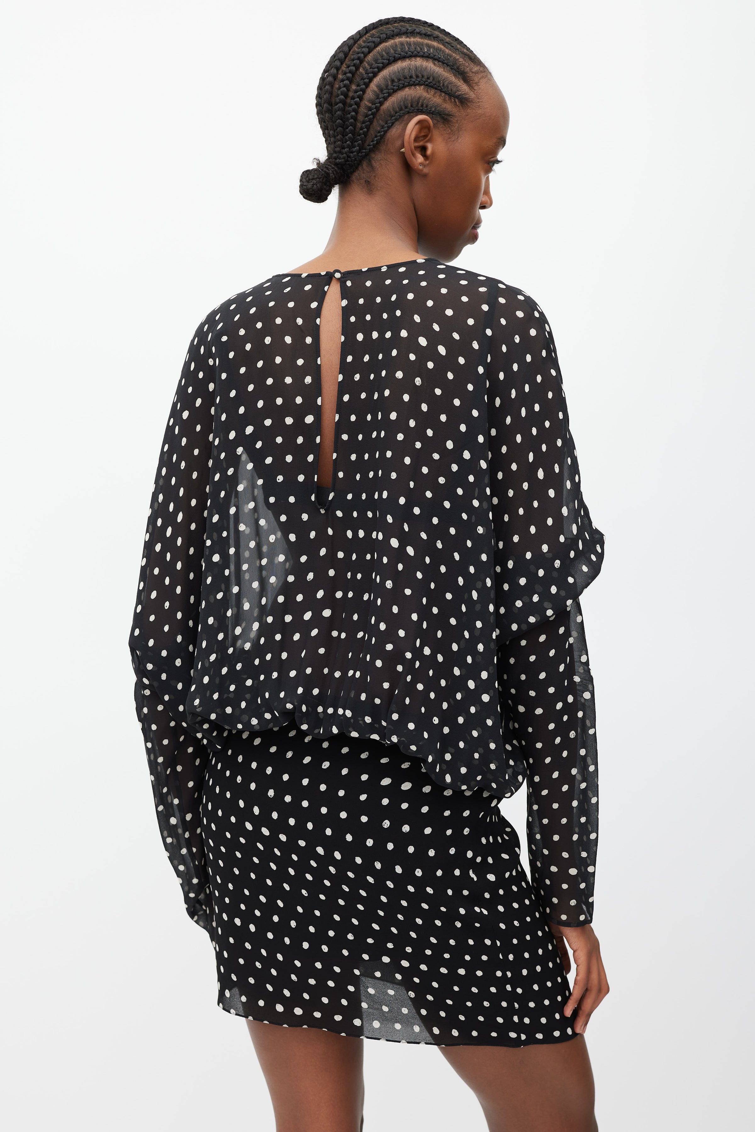 Saint Laurent // Black & White Silk Sheer Polka Dot Dress VSP Consignment Saint Laurent // Black & White Silk Sheer Polka Dot Dress VSP Consignment