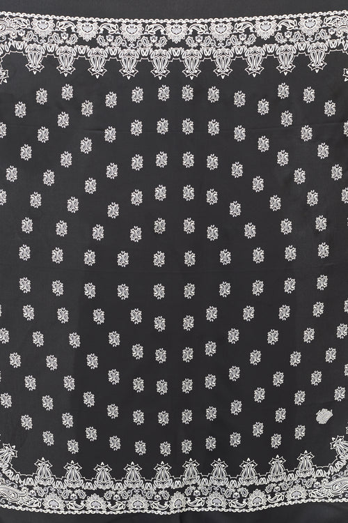 Saint Laurent Black & White Silk Paisley Bandana