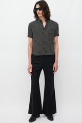 Saint Laurent Black & White Silk Polka Dot Shirt