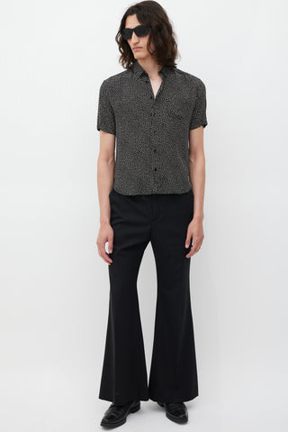 Saint Laurent Black & White Silk Polka Dot Shirt