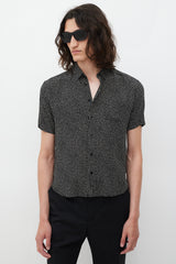 Saint Laurent Black & White Silk Polka Dot Shirt