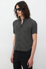 Saint Laurent Black & White Silk Polka Dot Shirt