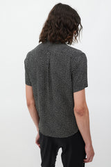 Saint Laurent Black & White Silk Polka Dot Shirt