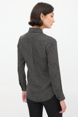 Saint Laurent Black & White Silk Polka Dot Shirt