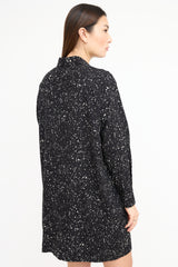 Saint Laurent Black & White Speckle Shirt Dress