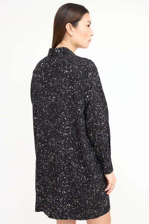 Saint Laurent Black & White Speckle Shirt Dress