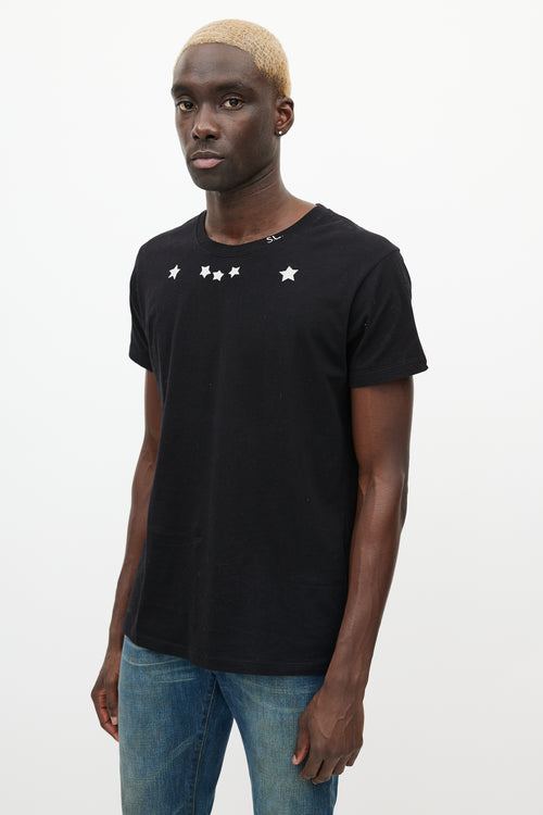 Saint Laurent Black & White Star Logo T-Shirt
