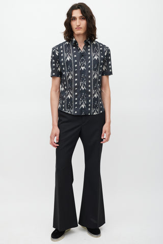 Saint Laurent Black & White Striped Shirt
