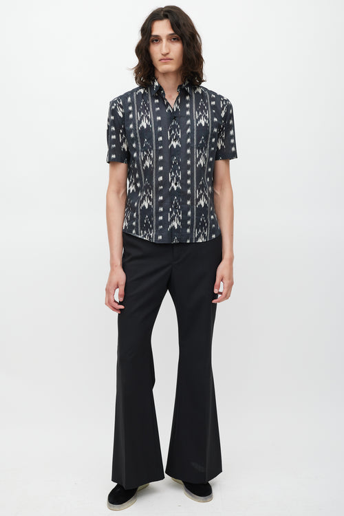 Saint Laurent Black & White Striped Shirt