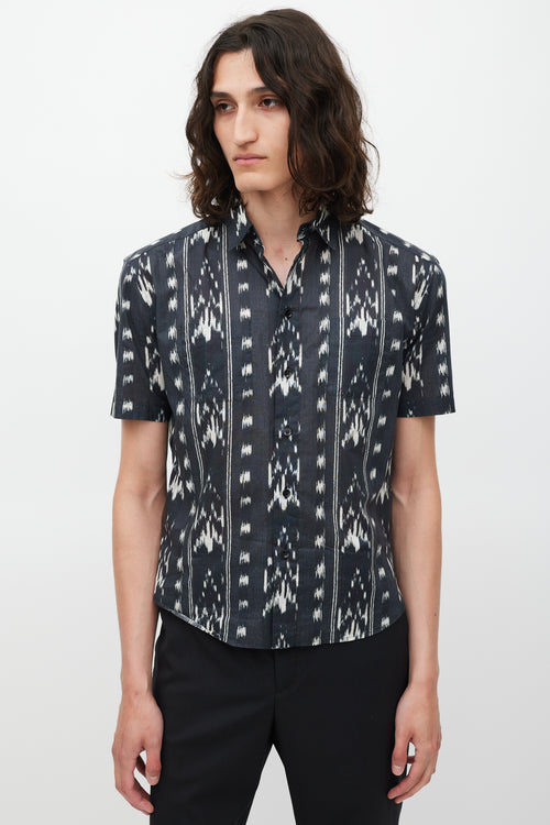 Saint Laurent Black & White Striped Shirt