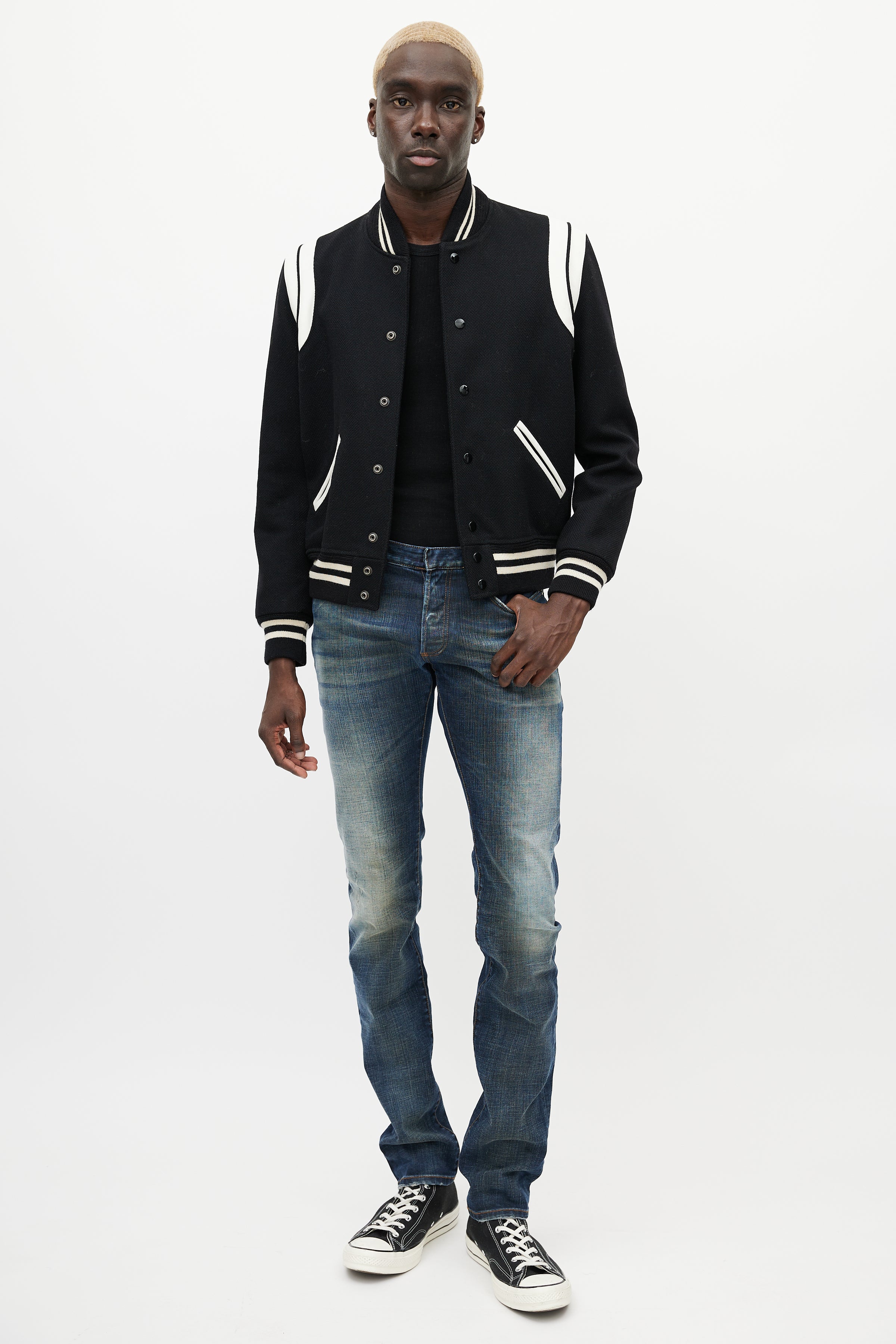 Saint laurent letterman on sale jacket