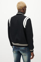 Saint Laurent Black & White Teddy Varsity Jacket
