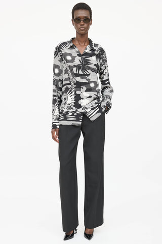 Saint Laurent 2014 Silk Printed Button Up Top
