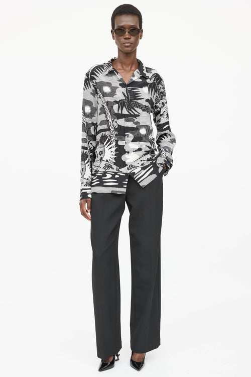 Saint Laurent 2014 Silk Printed Button Up Top