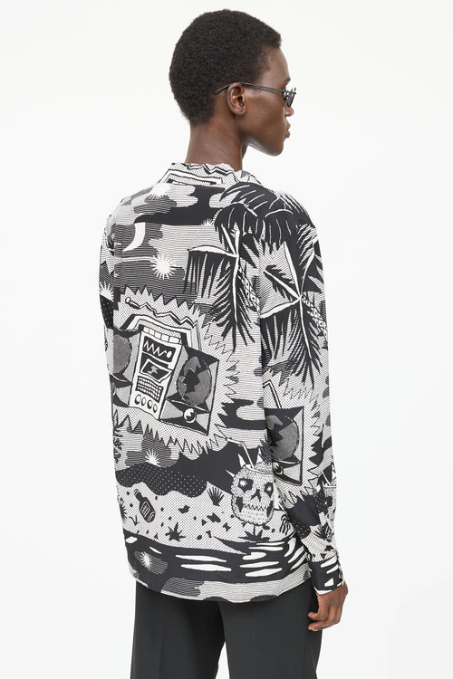 Saint Laurent 2016 Silk Printed Button Up Top