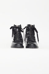 Saint Laurent Black William Crinkled Combat Boot