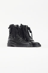 Saint Laurent Black William Crinkled Combat Boot