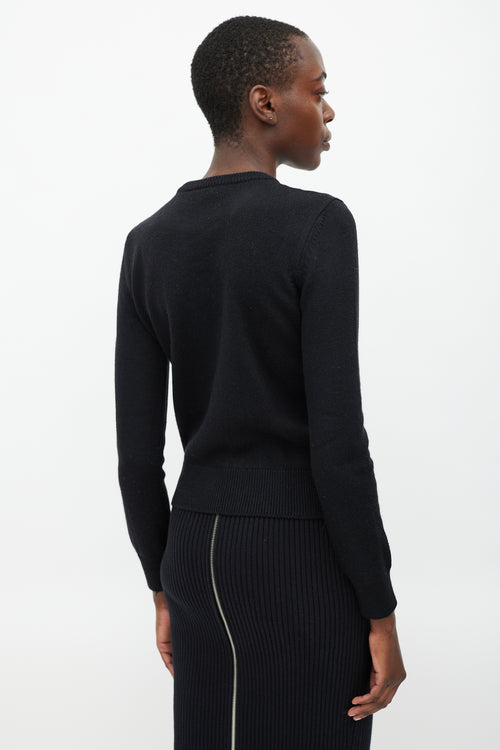 Saint Laurent Black Wool Beaded Logo Sweater