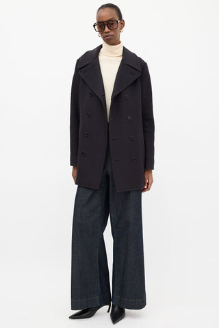 Saint Laurent Black Wool Double Breasted Coat