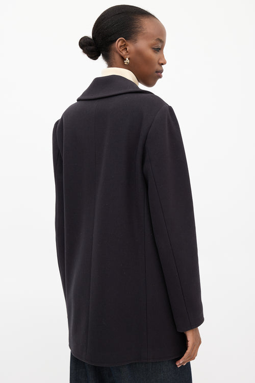 Saint Laurent Black Wool Double Breasted Coat