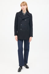 Saint Laurent Black Wool Double Breasted Pea Coat