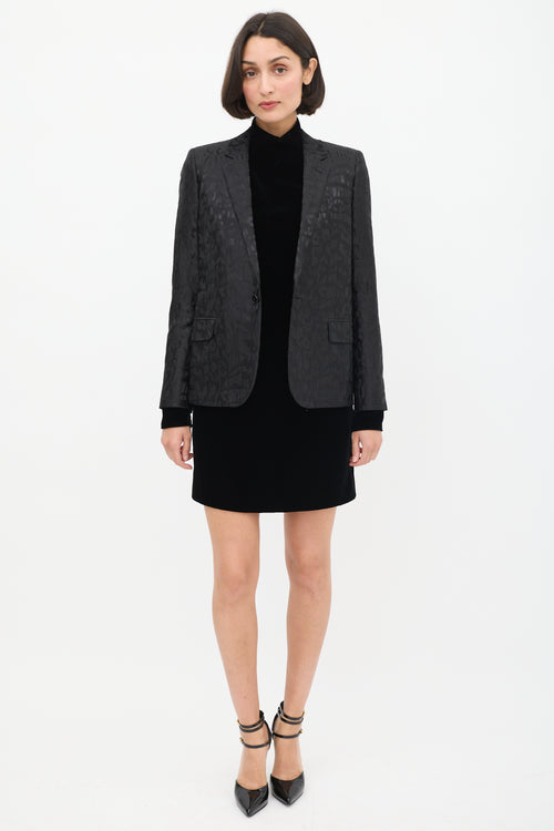 Saint Laurent Black Wool Jacquard One Button Blazer