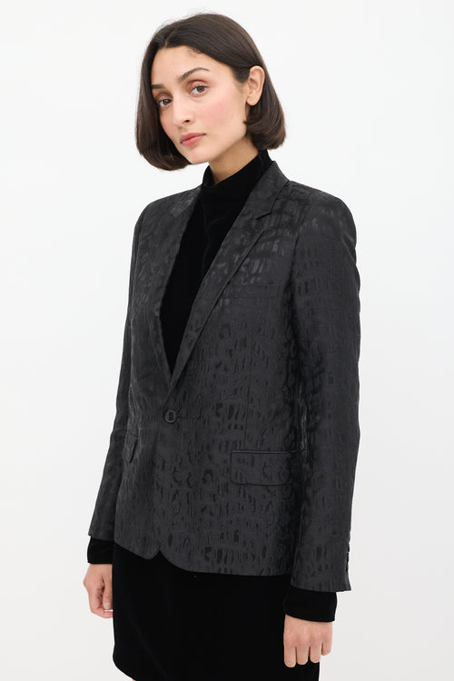 Saint Laurent Black Wool Jacquard One Button Blazer